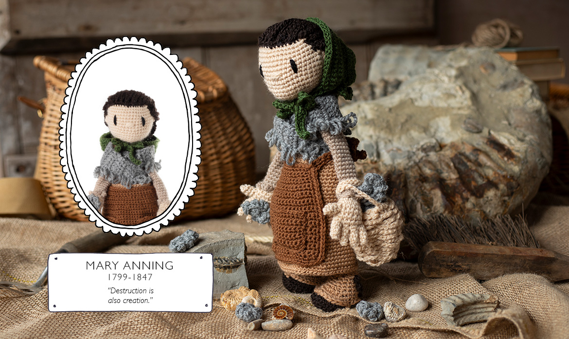 Mary Anning international womens day crochet doll